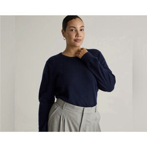 Quince Mongolian Cashmere‎ Crewneck Sweater S Navy Luxury Cozy Preppy